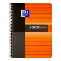 Oxford A4+ Collegeblock, kariert mit Rand rechts und links, 120 Blatt, Optik Paper® , Spiralbindung,4-fach gelocht, Microperforation mit Ausreißhilfe, 2farbig orange-schwarz