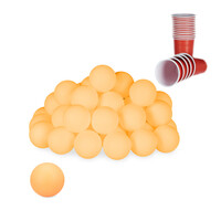 Relaxdays Beer Pong Bälle, 48 Stück, Tischtennisbälle aus Kunststoff, ohne Aufdruck, Ping Pong Bälle 38 mm Ø, orange