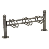 Modular Decorative 3 Space Cycle Rack - Double Sided Cycle Rack with City Top Cap (207355) - RAL 8017 - Chocolate Brown