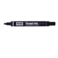 Pentel N50 Permanent Marker Bullet 4.3mm Tip 2.2mm Line Black Ref N50-A [Pack 12]