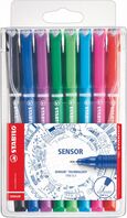 Stabilo Sensor Fineliner Pen 0.3mm Line Assorted Colours (Pack 8)
