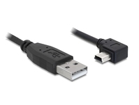 USB 2.0 Anschlusskabel Stecker A an Stecker Mini 5-pin gewinkelt, schwarz, 1m, Delock® [82681]