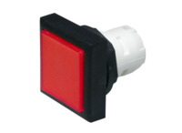 Leuchtvorsatz, beleuchtbar, Bund quadratisch, rot, Frontring schwarz, Einbau-Ø 1