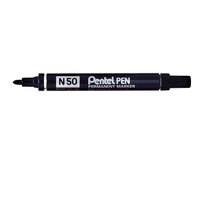 Pentel N50 Permanent Marker Bullet Tip 2.2mm Line Black (Pack 12)