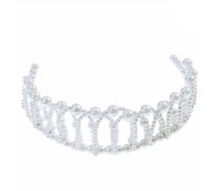 diadème couronne souple avec perles blanc
