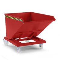 Tilting skip, extremely low overall height, without wheels