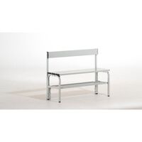 Half height cloakroom bench with back rest, single-sided