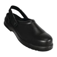Lites Unisex Safety Slip On Clogs in Black with Removable Backstrap - 38