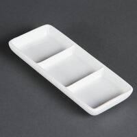 Olympia Whiteware 3 Section Dishes - Pure Porcelain - 60(H)x 150(W)mm - Pack x12