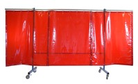 TransFlex Schutzwand, 3-teilig, fahrbar, Vorhang 0,4 mm Dicke, rot-orange Bausatz,