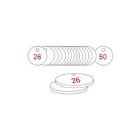 27mm Traffolyte valve marking tags - Red / White (26 to 50)