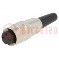 Connector: M16; plug; female; soldering; for cable; PIN: 3; 5A; 250V