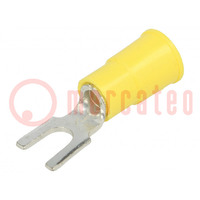 Tip: fork; M4; Ø: 4.32mm; crimped; for cable; insulated; yellow
