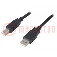 Kabel; USB 2.0; USB A-Stecker,USB B-Stecker; 0,5m; schwarz