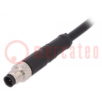Connector: M5; plug; male; cables; PIN: 3; 1A; straight; IP67; 60V