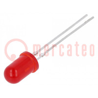LED; 5mm; rosso; 1,6÷10mcd; 30°; Frontale: convesso; 2÷3V; Nr usc: 2