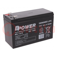 Re-battery: acid-lead; 12V; 7.2Ah; AGM; maintenance-free; 2.4kg