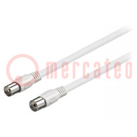 Cable; 75Ω; 1m; coaxial 9.5mm socket,coaxial 9.5mm plug; PVC