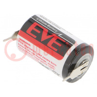 Battery: lithium; 3.6V; 1/2AA,1/2R6; 1200mAh; non-rechargeable