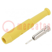 Socket; 2mm banana; 6A; 60VDC; Overall len: 39mm; yellow; on cable