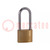 Padlock; brass; hardened steel shackle,double bolted; shackle