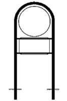 Technische Ansicht: Rohrrahmen Typ 19, aus Stahl, inkl. Erdanker und Montage-Laschen für VZ (Art. az-6551)