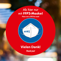 Aufkleber / Hinweisschild / Fensterfolie „FFP2-Maske tragen“
