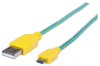 Manhattan 394000 USB cable 1 m USB 2.0 USB A Micro-USB B Green, Yellow