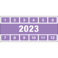 Brady Inspection Date Labels 57.00 etiqueta autoadhesiva Rectángulo Permanente Púrpura, Blanco 250 pieza(s)