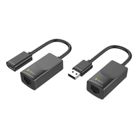 Techly IUSB-EXTENDTY2 tussenstuk voor kabels RJ-45 USB 2.0 Type-A Zwart