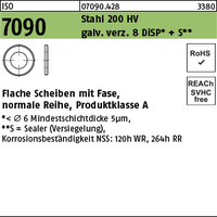 ISO 7090 Stahl 20 (21 x 37 x 3 ) 200 HV, gal Zn 8 DiSP + S gal ZnDi VE=S