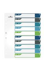 Durable 10 Part Numbered Tab Punched Index Dividers + Cover | A4+ | Colour Coded