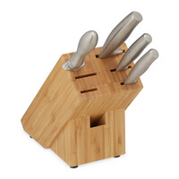 Relaxdays Messerblock ohne Messer, Messerständer aus Bambus, HBT: 20 x 11,5 x 23,5 cm, Küchenmesser Aufbewahrung, natur