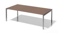 Cito Chefarbeitsplatz/Konferenztisch, 650-850 mm höheneinstellbares U-Gestell, H 19 x B 2400 x T 1200 mm, Dekor nußbaum, Gestell silber