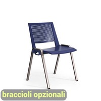 Sedia visitatore a 4 gambe Unisit Kentra KEV base nera schienale traspirante PPL blu - KEV/BL