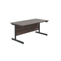 Jemini Rectangular Single Upright Cantilever Desk 1800x800x730mm Dark Walnut/Black KF819424
