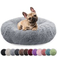 BLUZELLE Dog Bed for Medium Size Dogs, 28" Donut Dog Bed Washable, Round Dog Pillow Fluffy Plush, Calming Pet Bed Removable Mattress Soft Pad Comfort No-Skid Bottom Pink