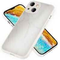 NALIA Glass Cover Marble Look compatible with iPhone 14 Case, Shatterproof Scratch-Resistant Anti-Fingerprint Silk Touch Matt, 9H Tempered Glass Hardcase & Silicone Frame, Slim ...