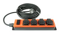 kabelmeister® Steckdosenleiste Outdoor, 4-Schutzkontakt-Buchse (IP54/IP20), 2x USB-A Buchse, orange/