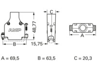 D-Sub Steckverbindergehäuse, Größe: 4 (DC), gerade 180°, Kabel-Ø 8,89 mm, Zinkdr