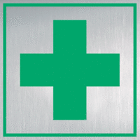 Rettungszeichen-Schild - Erste Hilfe, Silber, 15 x 15 cm, Kunststoff, Seton