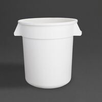 Vogue Round Container Bin in White Made of Plastic with Side Handles - 38L