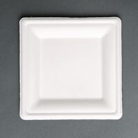Fiesta Green Square Plates in White - Compostable Bagasse - Breathable - 261mm