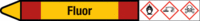Rohrmarkierer mit Gefahrenpiktogramm - Fluor, Rot/Gelb, 5.2 x 50 cm, Seton