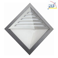 Außenwandleuchte Typ Nr. 0220, Pyramide mit Dachblende, IP44, 34.5 x 34.5cm, E27 QA55 max. 57W, Edelstahl / Opalglas