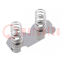 Spring contact; AA,R6; Batt.no: 2; push-in; Contacts: steel