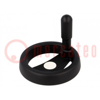 Knob; with handle; H: 37mm; Ømount.hole: 10mm; black; 0÷80°C