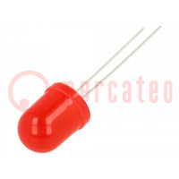LED; 10mm; rosso; 160÷270mcd; 60°; Frontale: convesso; 1,6÷2,4V
