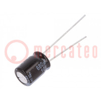 Condensator: elektrolytisch; low ESR; THT; 680uF; 10VDC; Ø8x11,5mm
