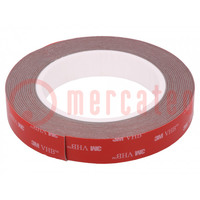 Tape: fixing; W: 19mm; L: 5m; Thk: 1100um; acrylic; grey; max.230°C